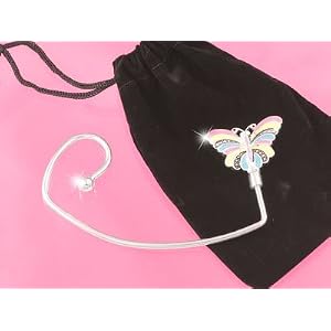 Gorgeous Blue, Yellow, Purple & Pink Pastel Colored Enameled Butterfly Purse Hook/Hanger Comes with Velour Gift Bag!