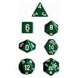 Polyhedral 7-Die Opaque Dice Set - Green with White