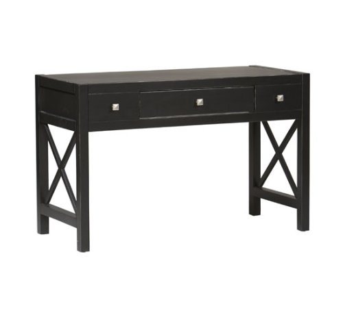 Anna Antique Black X Design 3 Drawer Desk