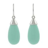 Sterling Silver Turquoise Long Oval Shaped Earrings