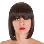 "Katy" Black Bob Cut Wig with Fringe...