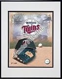 Minnesota Twins "2005 Logo / Cap and Glove" Double Matted 8" X 10" Photograph in Black Anodized Aluminum Frame
