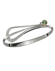 Ed Levin, Lady Slipper Bracelet, Emerald Topaz, .925 Sterling Silver & 14K Gold, Sizes S - L