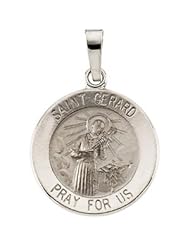 14k White-Gold St.Gerard Medal by US Gems