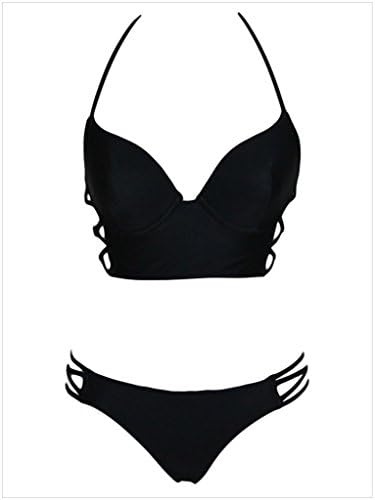TXS Sexy Retro Bandage Bikini Set Push Up Bikini Swimsuit Swimwear Suit US 2-4 Black