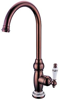 Antique Rose Gold Finish Brass One Hole Single Handle Deck Mounted Kitchen Faucet