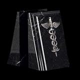 Bey-Berk Beveled Black Marble Caduceus Bookends