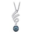 14K White Gold Black Akoya Cultured Pearl and Diamond Pendant
