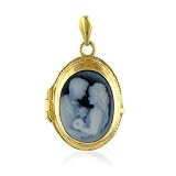 14K Yellow Gold Cameo Agate Bride/Groom Locket
