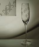 Grehom Crystal Champagne Glass-Monarch, Hand Etched, Mouth Blown, 24% Lead Crystal Drinkware, Sold as single unit