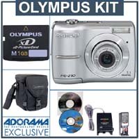 Olympus FE-210 Point and Shoot Digital Camera Kit with 1 GB xD Picture Memory Card, Camera bag, 4 AA Ni-MH (2300 mah) Batteries with Charger, xD USB Reader/Writer, CAMEDIA 4.0 Pro software