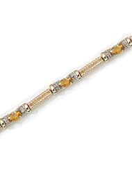 14k Yellow Gold Natural Citrine And Diamond Tennis Bracelet