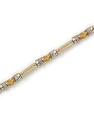 10k Yellow Gold Natural Citrine And Diamond Tennis Bracelet