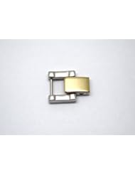 TWO TONE STAINLESS STEEL FOLD OVER CLASP WOMENS WATCH BRACELET EXTENDER