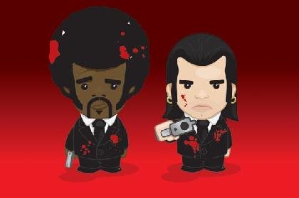 Pulp Fiction Vince and Jules Cartoon Poster Print