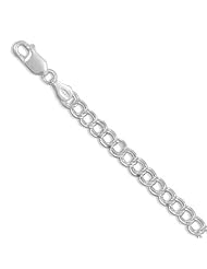 Sterling Silver 7 Inch Diamond Cut Light Charm Bracelet (4.5mm)