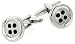 Classically styled black enamel button cufflinks with presentation box.