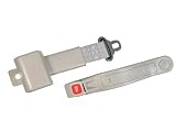2-Point Retractable Lap Seat Belt, Grey, with Rigid, Contoured Push Button Release Sleeve