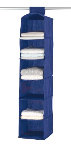 WENKO 4374120100 W&auml;schesortierer Air - 6 F&auml;cher, atmungsaktives Vlies, 30 x 122 x 30 cm, dunkelblau