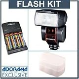 Olympus FL-36, Dedicated Flash to the Digital Cameras, - Basic Outfit with 4 NiMH Batteries, Charger, Flashpoint Flash Diffuser