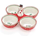 Snowman 4 Section Relish Dish Adorable Holiday/Christmas Party Serveware