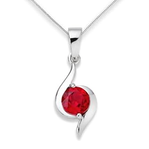 Ruby Necklace, 9ct White Gold, Created Ruby Pendant, 45cm Chain, by Miore, UNI004P1W