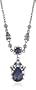 1928 Jewelry Ornate Jet and Sapphire Hues Princess Necklace