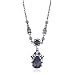 1928 Jewelry Ornate Jet and Sapphire Hues Princess Necklace