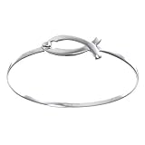 Sterling Silver Open Fish Bangle Bracelet with Hook Closure