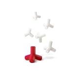 AdHoc Set Topfuntersetzer TETRAS, Silikon, Set bestehend aus 5 St�ck in wei� und 1 St�ck in rot,  hitzebest�ndig bis 260�C, im T