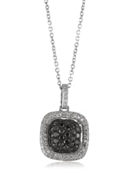 KC Designs "Tres Chic" Black and White Diamond 14k White Gold Pendant Necklace, 16"