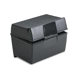 Plastic Index Card Flip Top File Box Holds 300 3 x 5 Cards, Matte Black