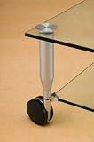 Metallic Silver 11-15/16 Inch Leg with Caster, Glass Surface Version