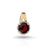 14K Yellow Gold Genuine Round Garnet Pendant