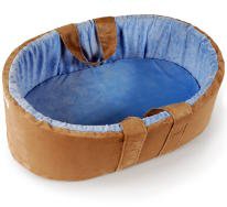 Buy Low Price Cozy Lalapanzi Travel Baby Bed – Latte and Blue Chenille chenille 2