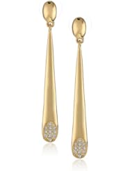 T Tahari Polished Linear Pave Drop Earrings