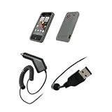HTC Droid Incredible Model 6300 - Smoke Soft Silicone Gel Skin Cover Case + Rapid Car Charger + USB Data Sync Charge Cable for HTC Droid Incredible
