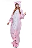 Newcosplay Polar Fleece Onesies Pajamas (M, Pink Pig)