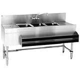Eagle B4-3-L-24 Underbar Sink, Three Compartment, Left Drainboard, Spec-Bar-2000 Series
