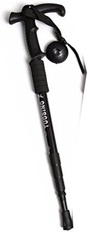 1 Pole of Ultra-Light Adjustable Telescopic Aluminum Alloy Hiking Walking Stick Trekking Pole Alpenstock 3 Section - Black