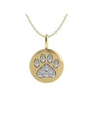 14K Yellow Gold Diamond Dog Paw Pendant Necklace by Proposition Love