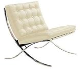 Pavilion Chair in Ivory or Dark Brown, Made From 100% Italian Leather