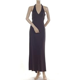 BCBG BLACK SATIN LONG EVENING HALTER DRESS NEW 4