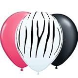 11" Zebra Print with Black & Pink Balloons 12pk 11" Zebra Print with Black & Pink Balloons 12pk