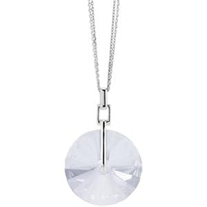 Genuine White Quartz Spinner Pendant with 18" Chain Necklace