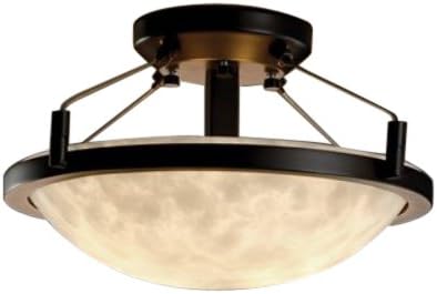 Justice Design Group CLD-9680-35-DBRZ Round 2-Light Semi-Flush, Dark Bronze Finish with Clouds Shade
