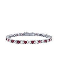 Ruby and Diamond Tennis Bracelet with 3 CT TGW on Platinum