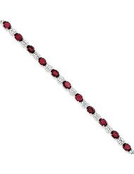 Sterling Silver Garnet & Cz Bracelet