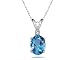 6X4mm Oval Blue Topaz and Diamond Stud Pendant in 14K White Gold