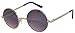 Round Retro Vintage Circle Style Sunglasses Smoke Lens Silver Metal Small